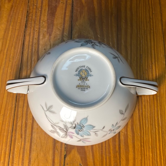 Noritake China Japan 5764 Lorene Sugar Bowl w/ Lid Silver/Blue - Picture 12 of 12